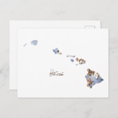 Blue & Gold Hawaii Staat Map Postkarte (Vorne/Hinten)