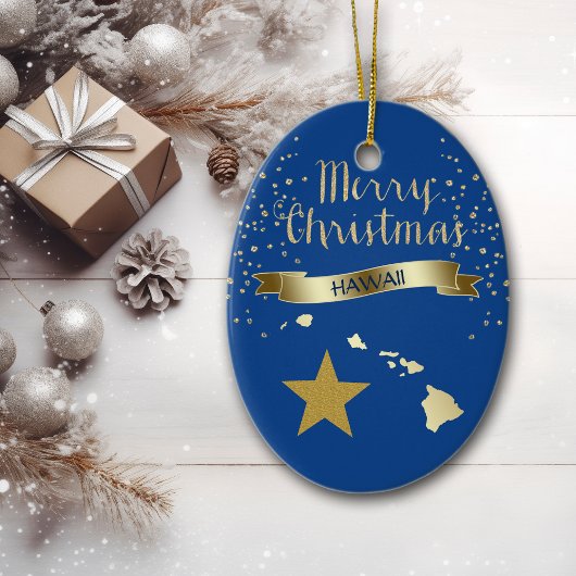 Blue Gold Hawaii Star Keramik Ornament