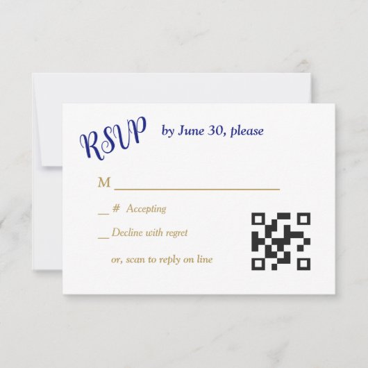 Blue Gold Hearts Christlich Cross Wedding RSVP (Vorderseite)