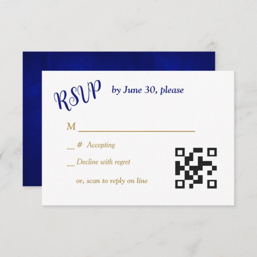 Blue Gold Hearts Christlich Cross Wedding RSVP (Vorne/Hinten)
