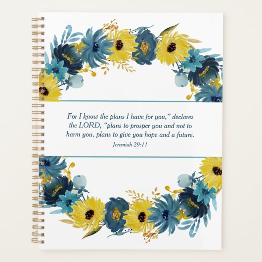Blue Gold Herbstkranz Christliche Schrift Planer (Vorderseite)
