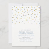 Blue, Gold Hexagon Confetti Couples Polterabend Einladung (Vorderseite)