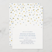 Blue, Gold Hexagon Confetti Couples Polterabend Einladung (Vorne/Hinten)