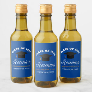 Blue Gold High School Wiedersehen Custom Party Min Weinetikett