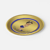Blue Gold Hispanic Ethnic Prince Baby Dusche Pappteller (Schrägansicht)