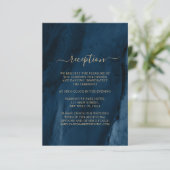 Blue & Gold Hochzeitsempfangskarte Begleitkarte (Stehend Vorderseite)