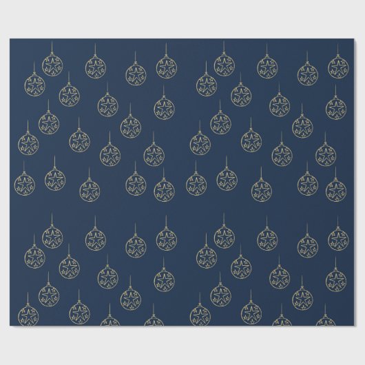 Blue Gold Holiday Pattern Elegantes klassisches We Geschenkpapier (Flach)