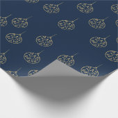 Blue Gold Holiday Pattern Elegantes klassisches We Geschenkpapier (Ecke)