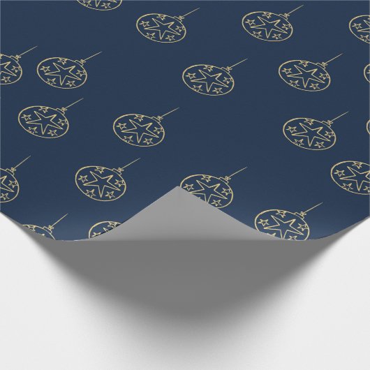 Blue Gold Holiday Pattern Elegantes klassisches We Geschenkpapier (Ecke)