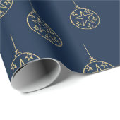 Blue Gold Holiday Pattern Elegantes klassisches We Geschenkpapier (Rolleneckpunkt)