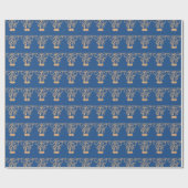 Blue Gold Holiday Weihnachtsmuster Geschenkpapier (Flach)