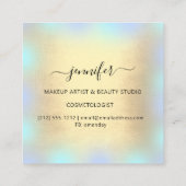 Blue Gold Holograph Beruflich Makeup Glitzer Quadratische Visitenkarte (Rückseite)