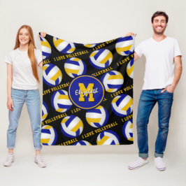 Blue Gold I Liebe Volleyball Text Girls Sportraum Fleecedecke