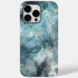 Blue Gold Illustriert Marble Case-Mate iPhone 14 Pro Max Hülle