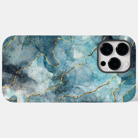 Blue Gold Illustriert Marble Case-Mate iPhone Hülle (Rückseite (Horizontal))