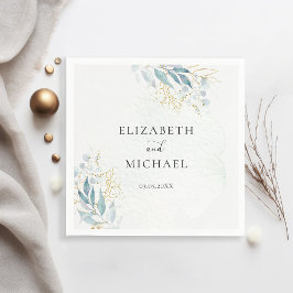 Blue Gold( Imitat) Watercolour Wedding Collection Serviette