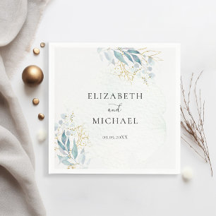 Blue Gold( Imitat) Watercolour Wedding Collection Serviette