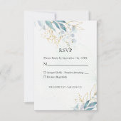 Blue Gold( Imitat) White Wedding Collection RSVP Karte (Vorderseite)