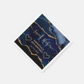 Blue & Gold Imitate Glitzer Agate Marble Sweet 16 Serviette (Ecke)