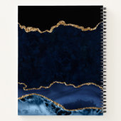 Blue & Gold Imitate Glitzer Agate Wedding Gästebuc Notizblock (Rückseite)