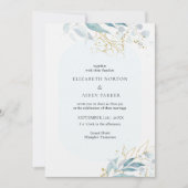 Blue Gold (Imitate) Hochzeitskollektion für Wasser Einladung (Vorderseite)