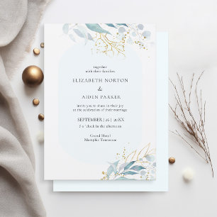 Blue Gold (Imitate) Hochzeitskollektion für Wasser Einladung