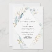 Blue Gold (Imitate) Hochzeitskollektion für Wasser Einladung (Vorderseite)