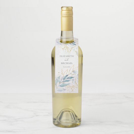 Blue Gold (Imitate) Hochzeitskollektion für Wasser Flaschenanhänger (Auf Flasche)