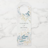 Blue Gold (Imitate) Hochzeitskollektion für Wasser Flaschenanhänger (Vorderseite)