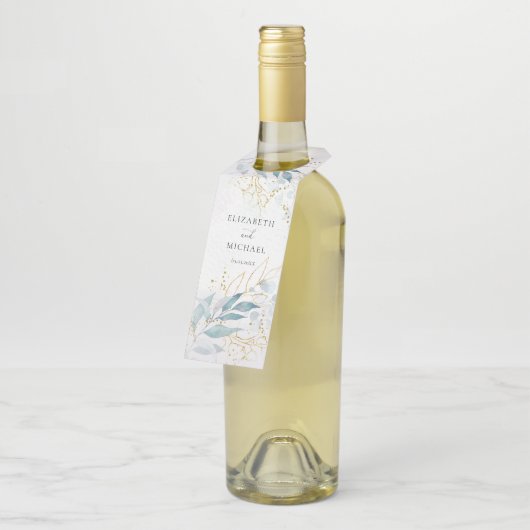 Blue Gold (Imitate) Hochzeitskollektion für Wasser Flaschenanhänger (Angewinkelt)