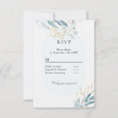 Blue Gold (Imitate) Hochzeitskollektion für Wasser RSVP Karte (Vorderseite)