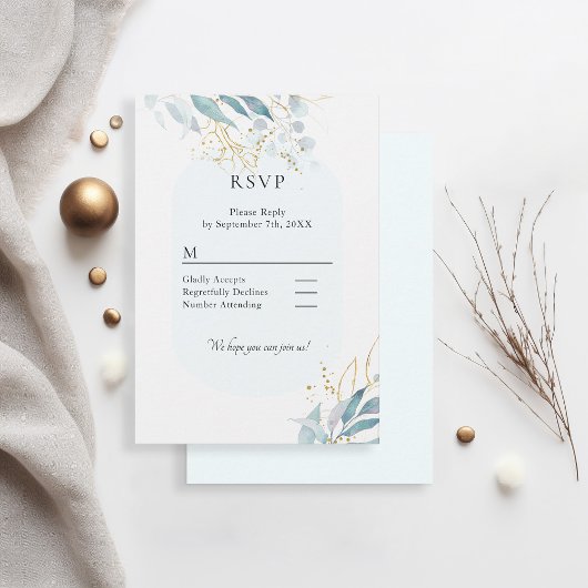 Blue Gold (Imitate) Hochzeitskollektion für Wasser RSVP Karte