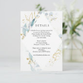 Blue Gold( Imitate ) White Wedding Collection RSVP Karte (Stehend Vorderseite)