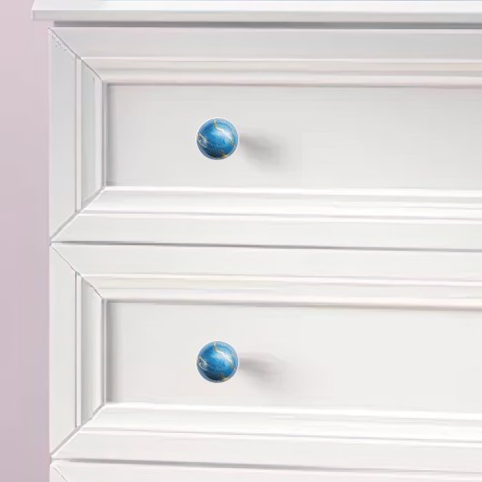Blue Gold Imitats Marble Orb Keramikknauf