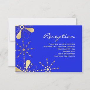Blue & Gold Indian Inspirierte Empfang Info Card Einladung