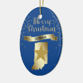 Blue Gold Indiana Star Keramik Ornament (Links)