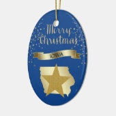 Blue Gold Iowa Star Keramik Ornament (Links)