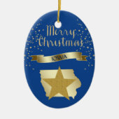 Blue Gold Iowa Star Keramik Ornament (Vorne)