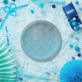 Blue & Gold Iridescent Shimmer Mermaid Party Pappteller (Party)