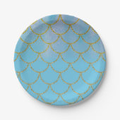 Blue & Gold Iridescent Shimmer Mermaid Party Pappteller (Vorderseite)