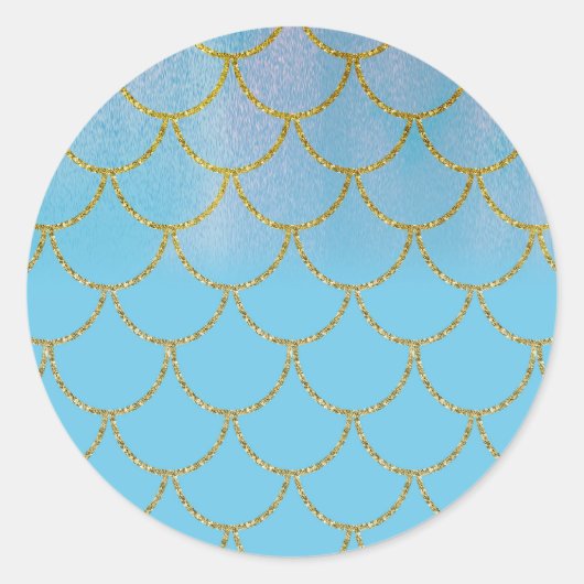 Blue & Gold Iridescent Shimmer Mermaid Party Runder Aufkleber (Vorderseite)