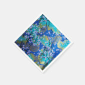 Blue Gold Japanisch Kimono Blumenpapier Serviette (Ecke)