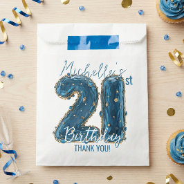 Blue Gold Jewel Agate Glam 21st Birthday Party Geschenktütchen