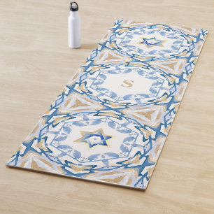 Blue & Gold Jüdischer Star von David Watercolor Yogamatte