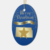Blue Gold Kansas Star Keramik Ornament (Links)