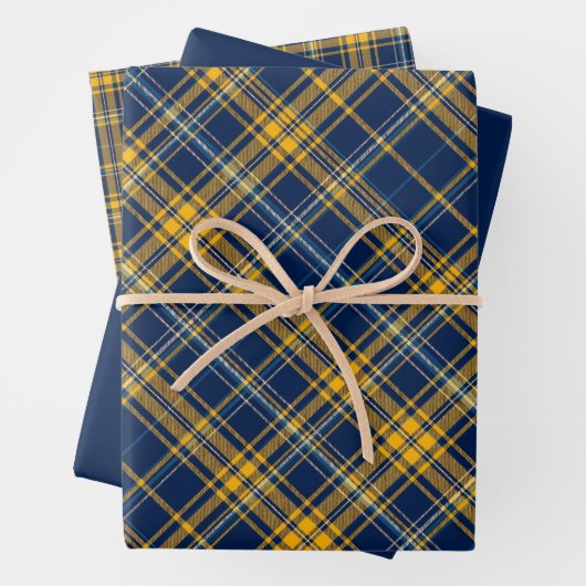Blue & Gold Kariert Geschenkpapier Set (Beispiel)