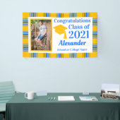 Blue Gold Kariert School Colors Abschluss Banner (Messeveranstaltung)