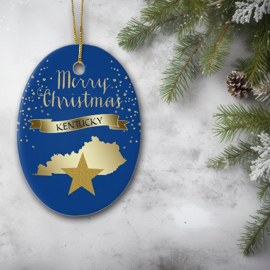 Blue Gold Kentucky Star Keramik Ornament