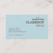 Blue Gold Koch Hat Bakery Visitenkarte (Rückseite)