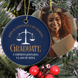Blue Gold Law School Abschluss Weihnachten Keramik Ornament